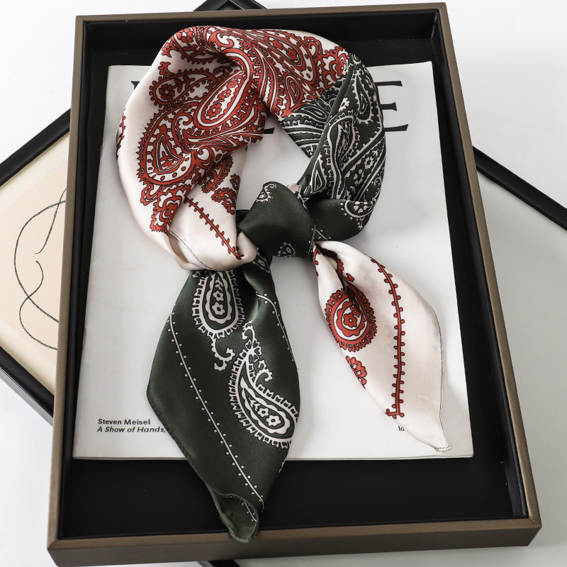 Artificial Silk Scarf Gift Set – Soft and elegant 70×70 cm silk satin scarf, perfect for spring, summer, and autumn. Lightweight, smooth, and versatile for various styling options. Available in multiple colors. An ideal gift choice.