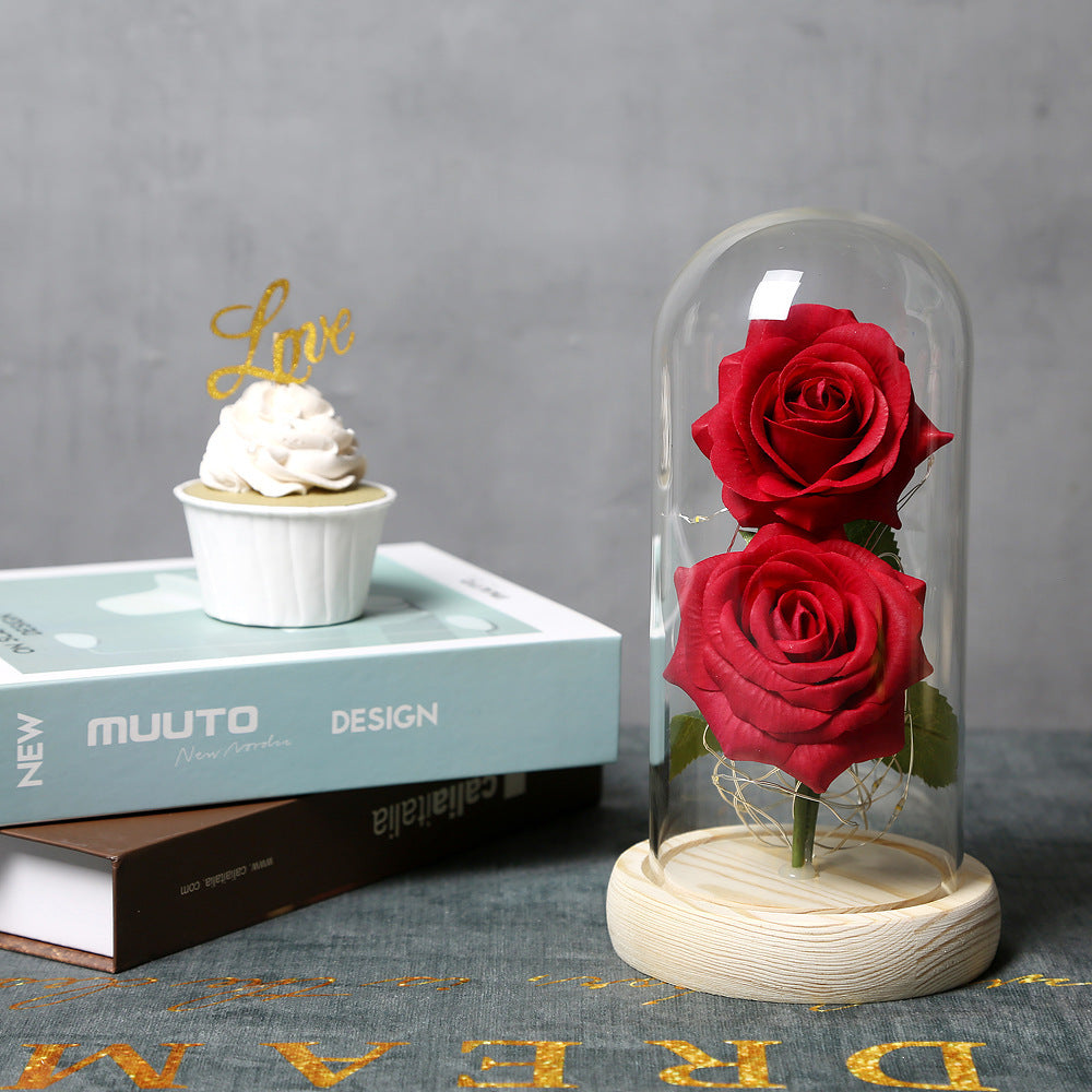 Handmade silk flower roses with LED lighting, available in various colors including red, blue, pink, and white. A beautiful decorative ornament powered by 3 AAA batteries, perfect for adding a romantic touch to any space.