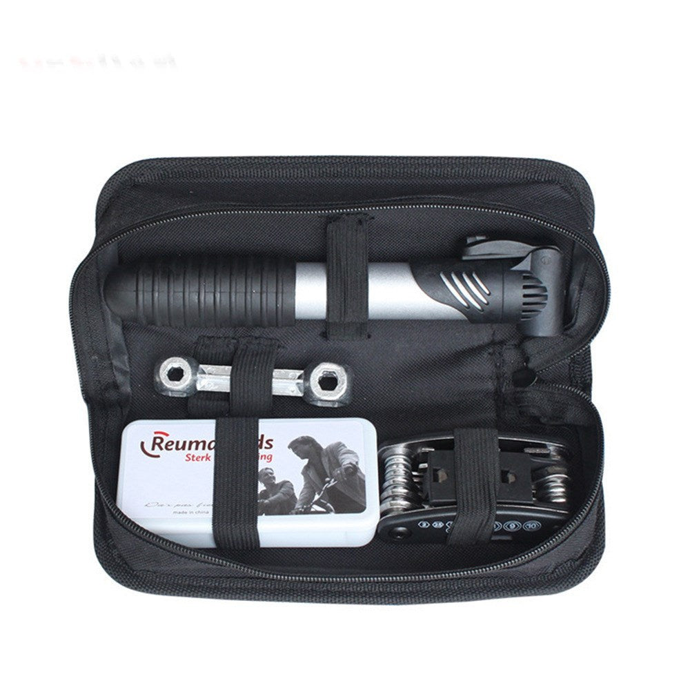 Bicycle Repair Tool Set 21040 featuring a multi-purpose kit with various practical tools and an air cylinder, designed for quick and efficient bike repairs on the go.
