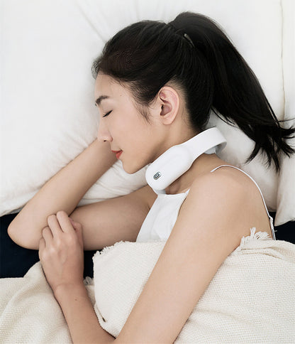 "Multifunctional Remote Control Neck Massager – A USB-powered neck massager with low-cycle pulse technology for deep pain relief. Includes remote control for easy mode adjustments, available in pink, black, and blue. Perfect for neck and shoulder tension relief."