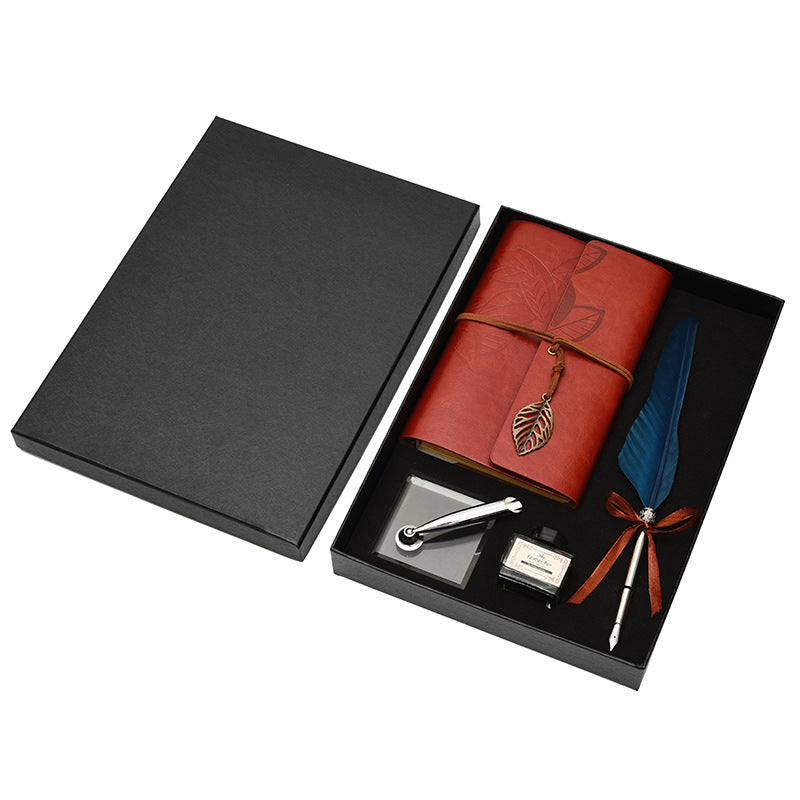 **Feather Dip Pen Gift Set – Vintage Elegance ✒️** A stunning **copper pen** with a **natural feather dip pen**, complete with **ink bottle**, **acrylic base pen insert**, and **antique book**. Box size: **25.7 x 20.7 x 5.5cm**. Perfect for writers and those who appreciate a touch of **retro charm**. ✨