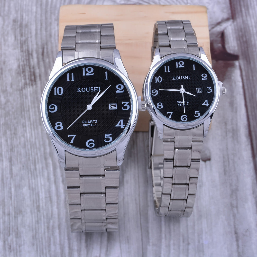 Men's waterproof quartz watch set with a stylish PU strap, stainless steel buckle, and zinc alloy case. Comes in a sleek gift box, available in brown or black.