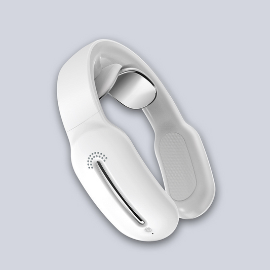 "Multifunctional Remote Control Neck Massager – A USB-powered neck massager with low-cycle pulse technology for deep pain relief. Includes remote control for easy mode adjustments, available in pink, black, and blue. Perfect for neck and shoulder tension relief."