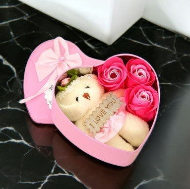 Adorable soap teddy bear gift box, 12x12x4.5cm, packaged in a stylish iron box, perfect for birthdays, anniversaries, or thoughtful gestures