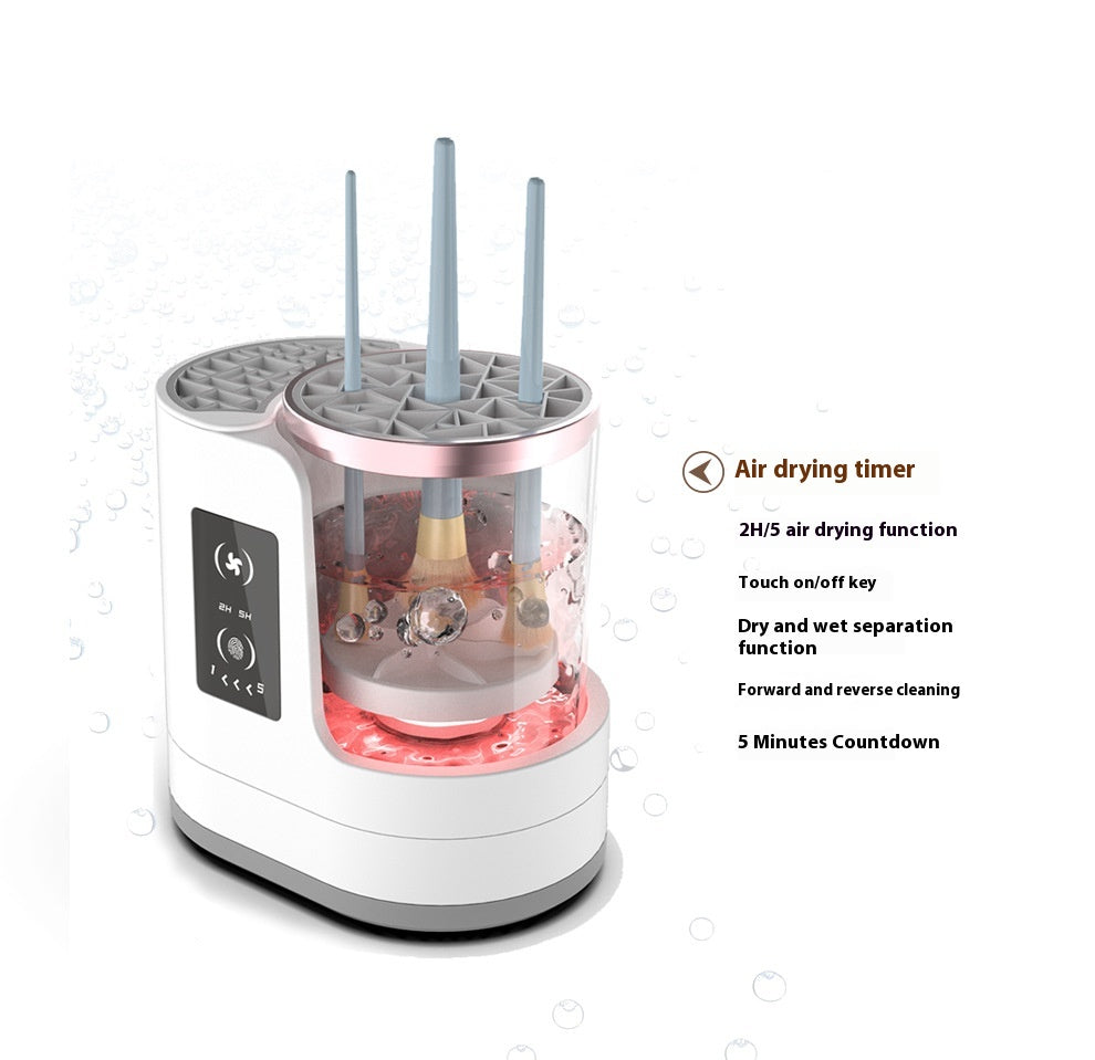 **Electric Makeup Brush Cleaner – Deep Clean, Dry & Disinfect! 💄✨** A powerful brush cleaning machine (192x122x173mm) with **850 r/min** high-speed rotation to remove **98% of makeup residue**. Features a **drying & disinfecting chamber**, a **one-button switch**, and **smart timing options (5-min cleaning, 2/5-hour drying)**. No batteries or assembly needed—just plug in and go! Compact and travel-friendly for effortless brush maintenance anywhere. 🌸