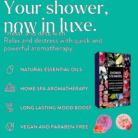 Aromatic Bath Tablets Gift Box containing 24 soothing bath tablets, perfect for relaxation and aromatherapy. Ideal for youth (15-35 years old), beautifully packaged in a compact box.
