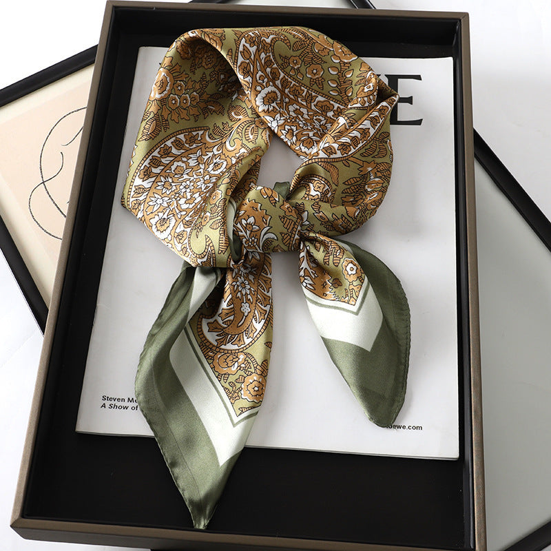 Artificial Silk Scarf Gift Set – Soft and elegant 70×70 cm silk satin scarf, perfect for spring, summer, and autumn. Lightweight, smooth, and versatile for various styling options. Available in multiple colors. An ideal gift choice.
