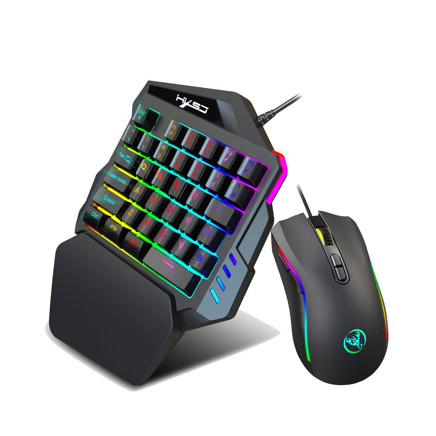 One-handed gaming keyboard set with 35 keys, USB interface, and various color options for gaming enthusiasts, packed with a cowhide box and English manual