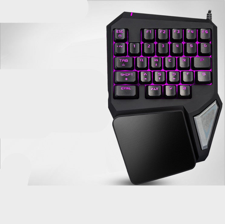 One-handed gaming keyboard set with 35 keys, USB interface, and various color options for gaming enthusiasts, packed with a cowhide box and English manual
