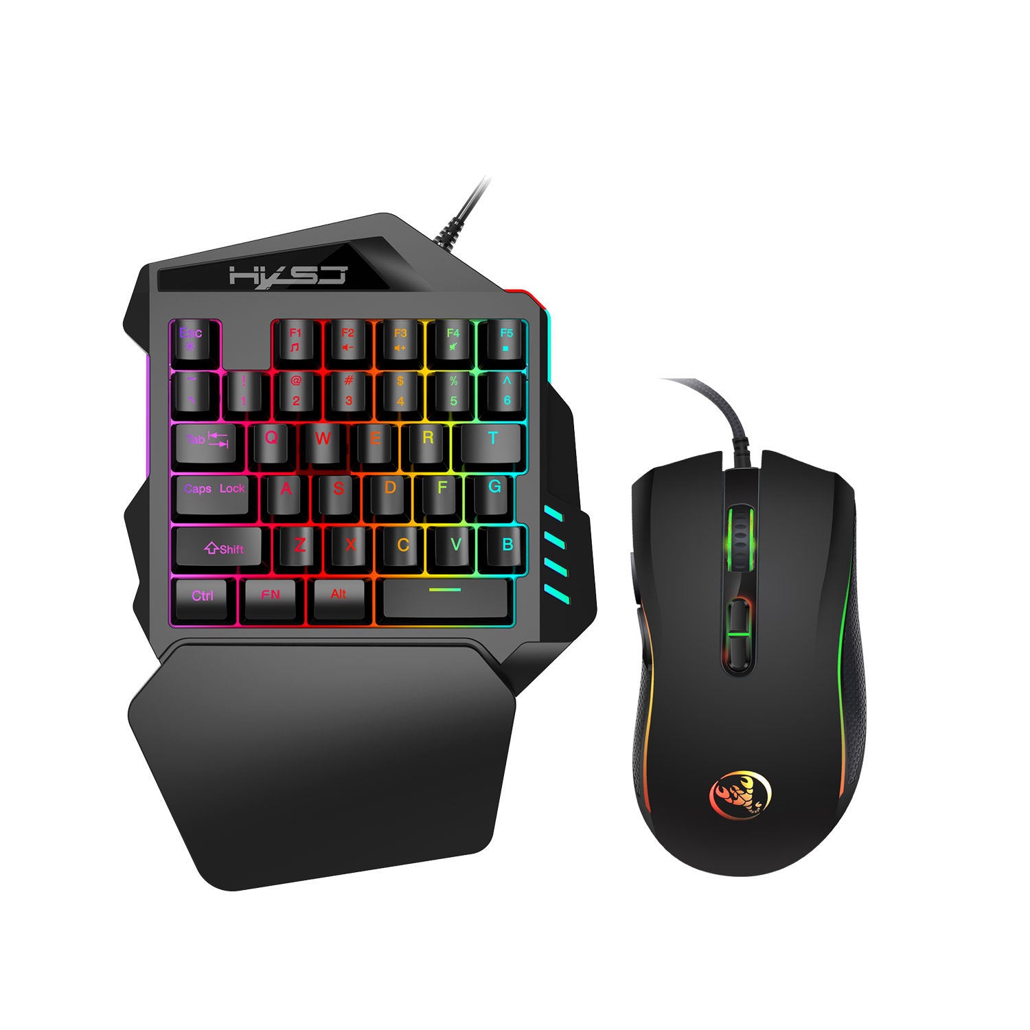 One-handed gaming keyboard set with 35 keys, USB interface, and various color options for gaming enthusiasts, packed with a cowhide box and English manual