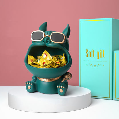 Charming resin "storage dog" ornament, perfect for modern home decor and housewarming gifts. Adds a playful and functional touch to any space.