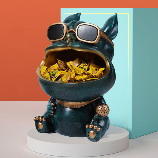 Charming resin "storage dog" ornament, perfect for modern home decor and housewarming gifts. Adds a playful and functional touch to any space.
