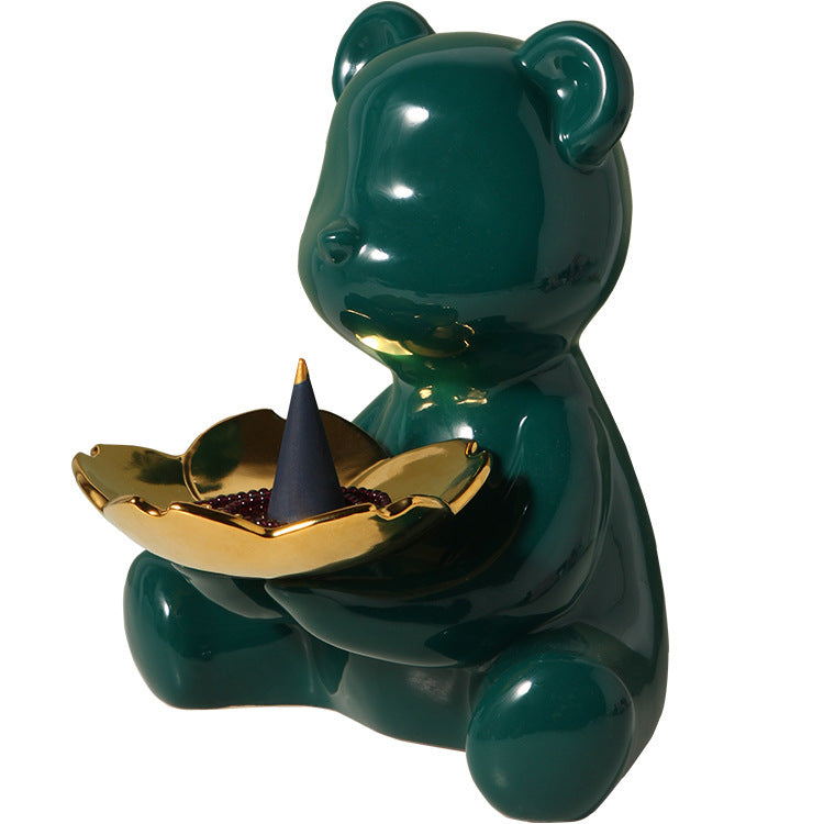 Ceramic teddy bear storage ornament in various colors, perfect for organizing keys while adding a charming and playful touch to your home decor.