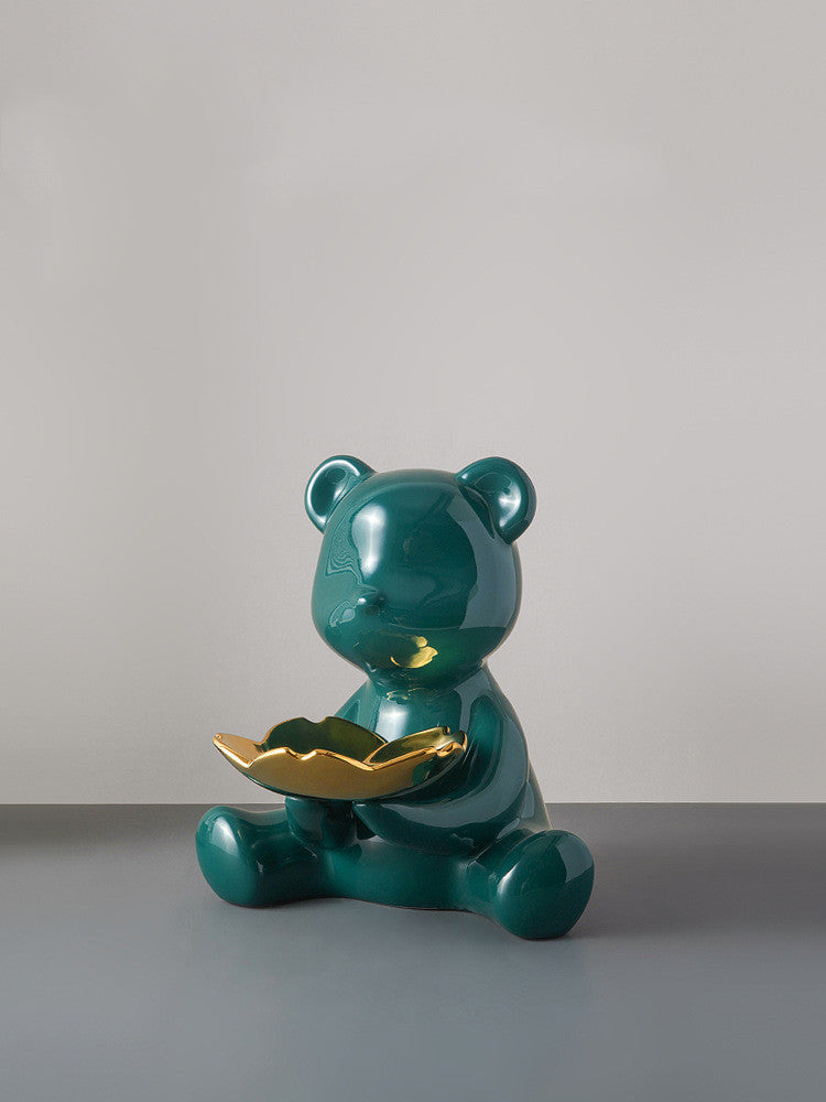 Ceramic teddy bear storage ornament in various colors, perfect for organizing keys while adding a charming and playful touch to your home decor.