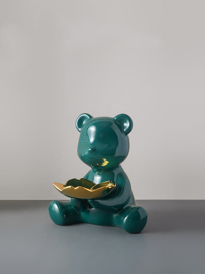 Ceramic teddy bear storage ornament in various colors, perfect for organizing keys while adding a charming and playful touch to your home decor.