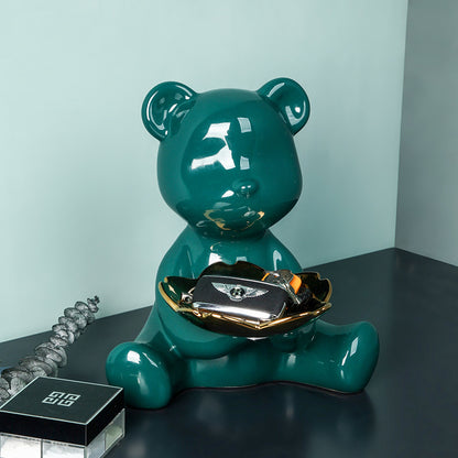Ceramic teddy bear storage ornament in various colors, perfect for organizing keys while adding a charming and playful touch to your home decor.