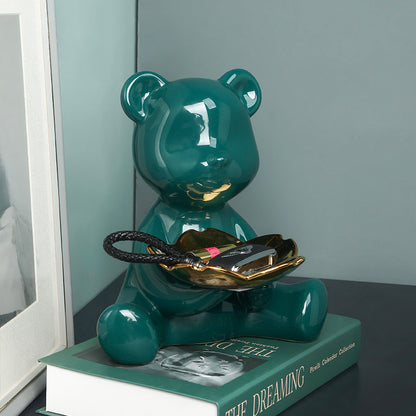 Ceramic teddy bear storage ornament in various colors, perfect for organizing keys while adding a charming and playful touch to your home decor.