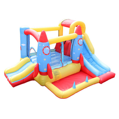 **Children's Inflatable Castle Park – Rocket Castle** 🚀🏰 A fun and spacious inflatable bouncy castle (340x280x185cm) designed for 2-4 kids aged 3-12. Made from durable Oxford cloth and scratched fabric, with a powerful 450W fan for continuous play. Lightweight (18kg) and perfect for backyards, parties, and events. Includes 1 bouncy castle for endless fun! 🎉