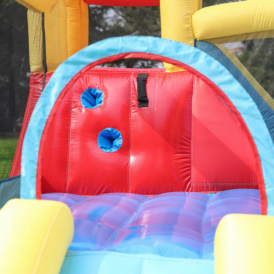 **Children's Inflatable Castle Park – Rocket Castle** 🚀🏰 A fun and spacious inflatable bouncy castle (340x280x185cm) designed for 2-4 kids aged 3-12. Made from durable Oxford cloth and scratched fabric, with a powerful 450W fan for continuous play. Lightweight (18kg) and perfect for backyards, parties, and events. Includes 1 bouncy castle for endless fun! 🎉