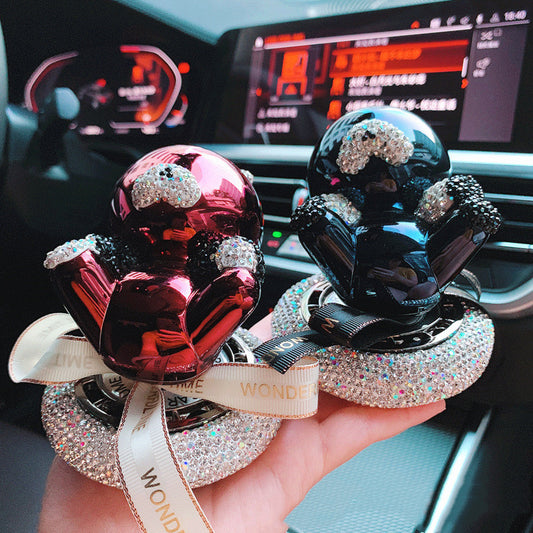 Elegant car perfume aromatherapy decoration with a solid fragrance, made of metal and ABS electroplating, perfect for adding a refreshing scent and stylish touch to your car.
