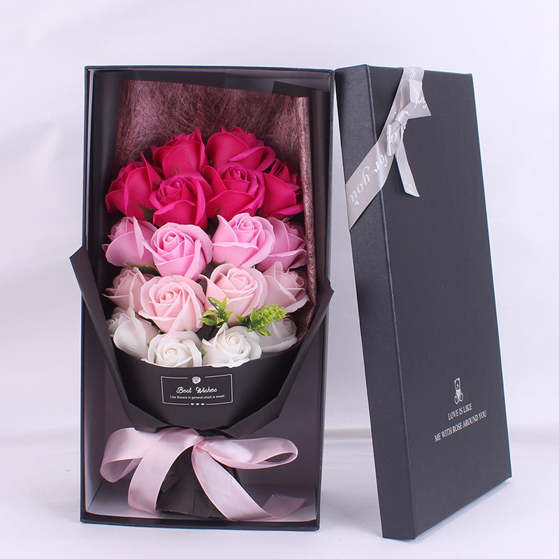 **Bouquet Soap Rose Flower – Elegant & Handcrafted 🌹** A **handmade soap rose bouquet** in a **gift box**, perfect for **birthdays**, **graduations**, and **special occasions** like **Valentine's Day**, **Mother's Day**, and more. A timeless and fragrant gift for anyone! 🎁