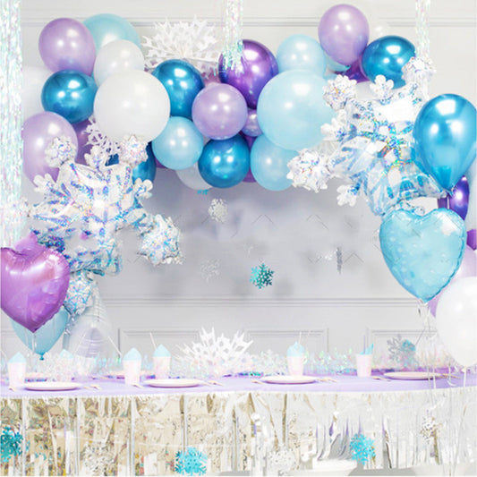 Festive Christmas-themed latex balloons in vibrant colors, perfect for holiday venue decoration.