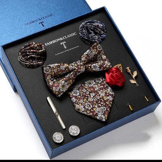 Men's tie featuring a sleek drop shape and arrow style, designed with high-quality printing. Ideal for formal occasions, presented in a stylish gift box. Dimensions: 145 x 7.5 x 3.5 CM.