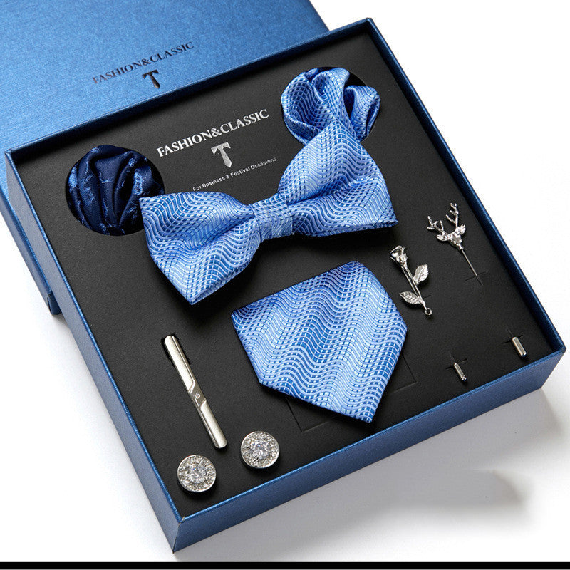 Men's tie featuring a sleek drop shape and arrow style, designed with high-quality printing. Ideal for formal occasions, presented in a stylish gift box. Dimensions: 145 x 7.5 x 3.5 CM.