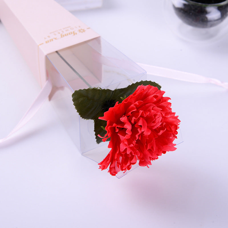 **Handmade Single Carnation Soap Flower in a Beautiful Gift Box – A Delicate and Long-Lasting Floral Keepsake.**