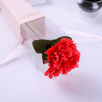 **Handmade Single Carnation Soap Flower in a Beautiful Gift Box – A Delicate and Long-Lasting Floral Keepsake.**