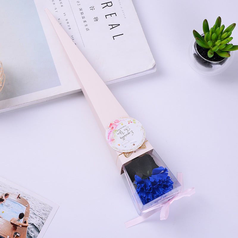 **Handmade Single Carnation Soap Flower in a Beautiful Gift Box – A Delicate and Long-Lasting Floral Keepsake.**