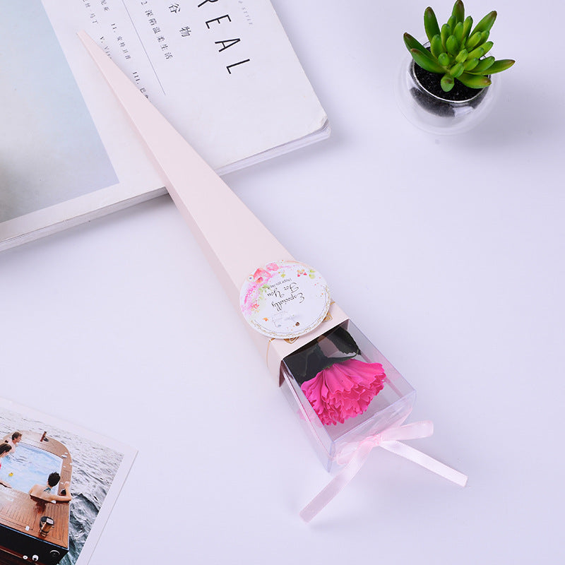 **Handmade Single Carnation Soap Flower in a Beautiful Gift Box – A Delicate and Long-Lasting Floral Keepsake.**