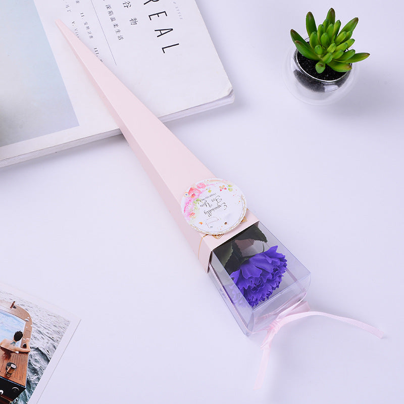 **Handmade Single Carnation Soap Flower in a Beautiful Gift Box – A Delicate and Long-Lasting Floral Keepsake.**
