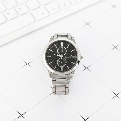 **Men's Watch Gift Set – Stylish & Functional ⌚** A sleek **42mm dial** with a **chronograph** function and **quartz movement** for accurate timekeeping. Featuring a classic **pointer display**, **spiral crown**, and **9mm thickness** for a comfortable fit. Fashion-forward design, perfect for any occasion. Not waterproof but built for everyday wear. Great for gifting! 🎁