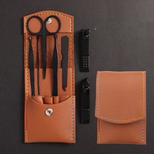 **Premium Stainless Steel Nail Clipper Set – 16, 12, or 7-Piece Options in Elegant Leather Case**