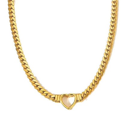 **Love Necklace & Bracelet** – Elegant **heart-shaped jewelry** with a sleek **Cuban chain**. Made from **stainless steel** with an **electroplated finish**, it's stylish, durable, and comfortable to wear. Perfect for any occasion or as a heartfelt gift. 💖