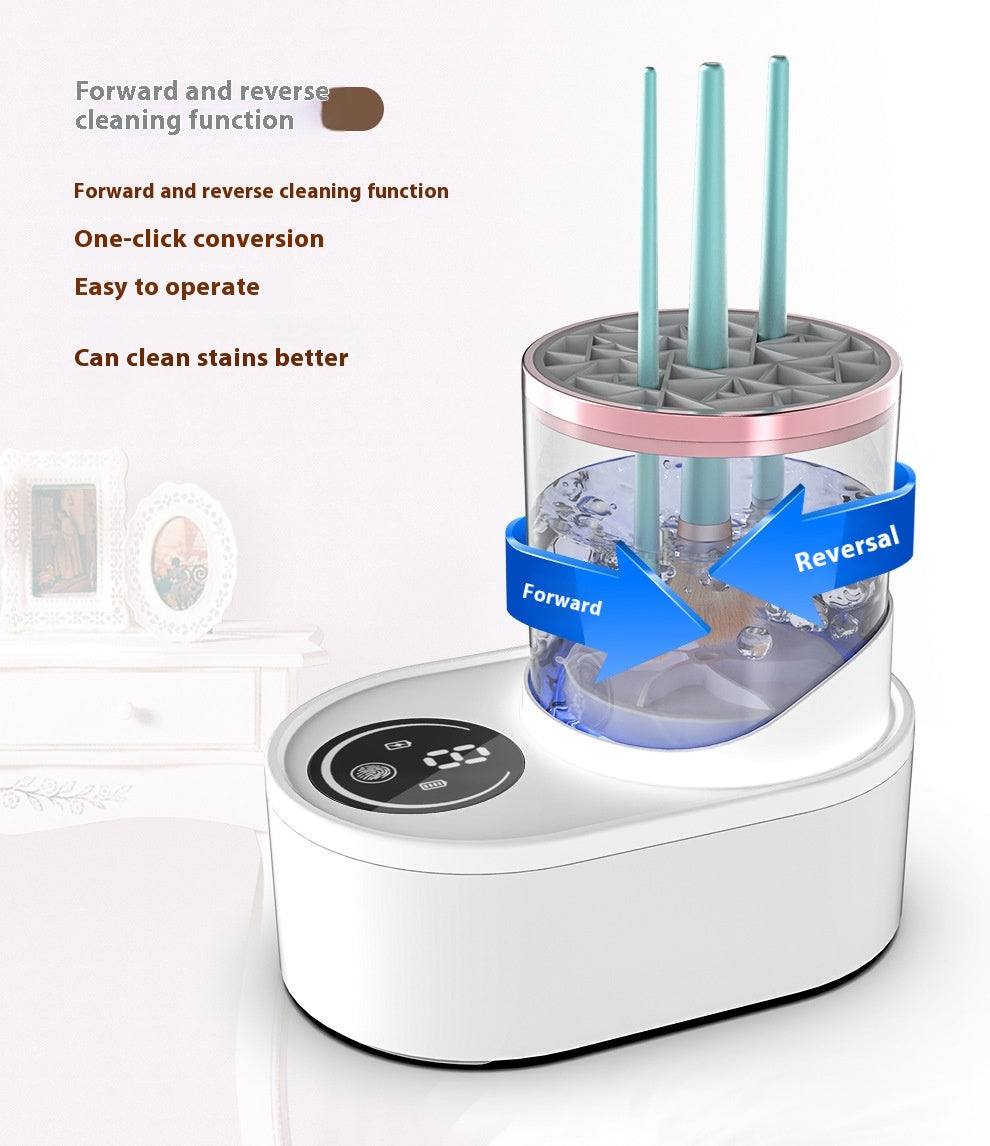 **Electric Makeup Brush Cleaner – Deep Clean, Dry & Disinfect! 💄✨** A powerful brush cleaning machine (192x122x173mm) with **850 r/min** high-speed rotation to remove **98% of makeup residue**. Features a **drying & disinfecting chamber**, a **one-button switch**, and **smart timing options (5-min cleaning, 2/5-hour drying)**. No batteries or assembly needed—just plug in and go! Compact and travel-friendly for effortless brush maintenance anywhere. 🌸