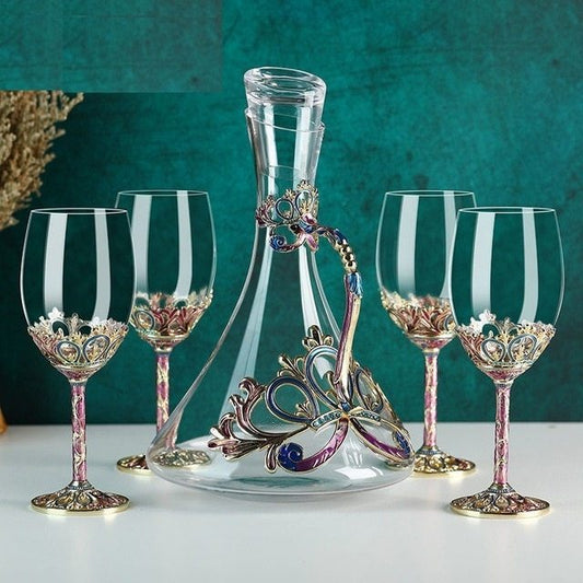 Canzhuo wine glass decanter set featuring elegant European-style red wine glasses (301-400ml) in a gift box, available in various sets with options for custom logo printing.