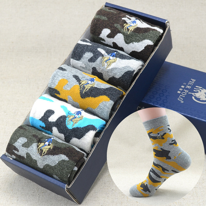 **Men’s High Cotton Socks Set – Moisture-Wicking & Stylish**  

A premium **set of 5 mid-tube cotton socks** designed for comfort and durability. Made from **high-quality cotton** with **moisture-wicking properties**, these socks keep your feet fresh and dry all day. Featuring a **rhombus pattern** and available in various stylish designs, they provide a snug, one-size-fits-most fit. Perfect for everyday wear, work, or outdoor activities.