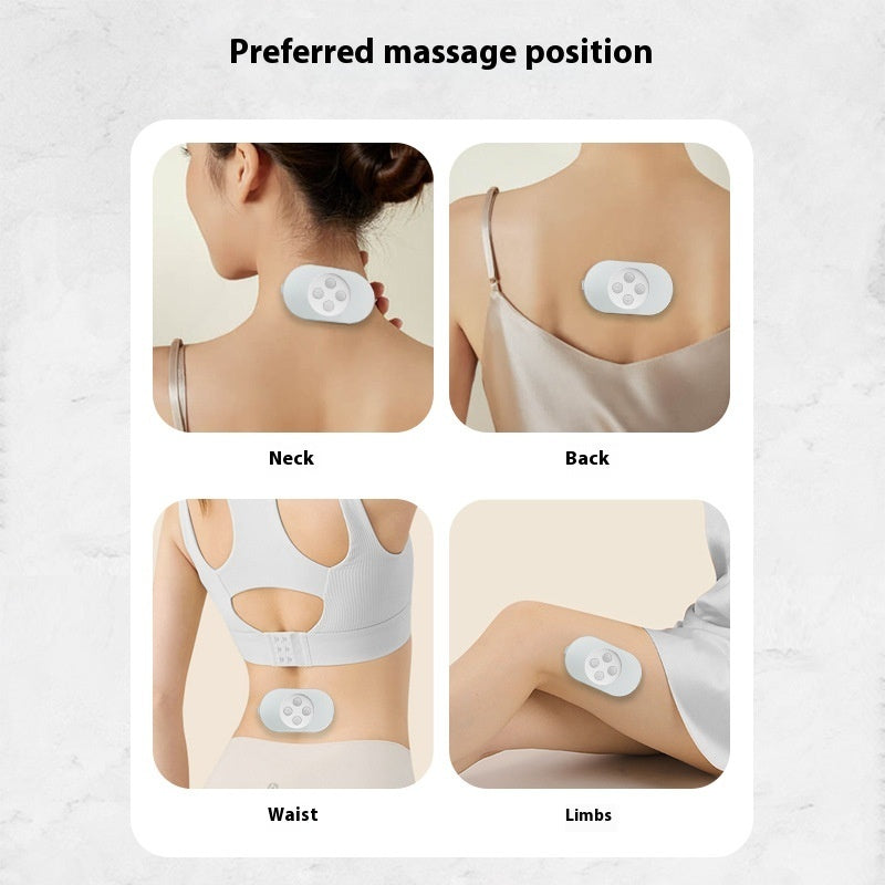 Portable silver USB-powered pocket massage instrument designed for soothing massages, with a compact size for easy travel and a scrub-cleaning method.