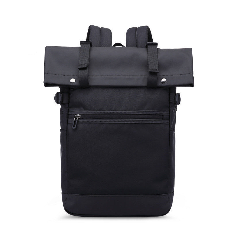  Men's double shoulder computer bag made of durable Oxford cloth, featuring breathable, waterproof, and expandable design. Available in black, camouflage, and off-white, with a soft handle and double shoulder straps for comfort and style. Fits a 17-inch laptop.