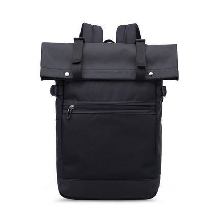  Men's double shoulder computer bag made of durable Oxford cloth, featuring breathable, waterproof, and expandable design. Available in black, camouflage, and off-white, with a soft handle and double shoulder straps for comfort and style. Fits a 17-inch laptop.