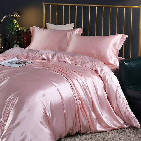 **Solid Color Double-Sided Silk Satin Bed Sheet Set – Luxurious & Soft**  

A **premium silk** **four-piece bedding set** with a **smooth satin finish**, **tassel weaving**, and **reactive dyeing** for long-lasting color. Ultra-soft, breathable, and stylish—perfect for a luxurious sleep experience. 🛏✨