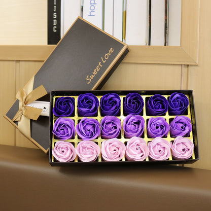 **18-Piece Rose Gradient Soap Flower Gift Set – Elegant & Aromatic**  

A beautifully handcrafted **soap flower bouquet** made from **natural plant extracts**, **glycerin**, and **essential oils**. Provides gentle cleansing, deep moisturization, and a refreshing lemon aroma. Perfect for **gifting, decoration, or self-care**. 🎁🌸✨