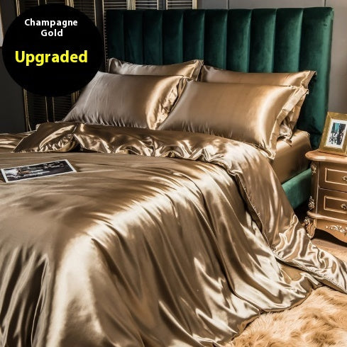 **Solid Color Double-Sided Silk Satin Bed Sheet Set – Luxurious & Soft**  

A **premium silk** **four-piece bedding set** with a **smooth satin finish**, **tassel weaving**, and **reactive dyeing** for long-lasting color. Ultra-soft, breathable, and stylish—perfect for a luxurious sleep experience. 🛏✨