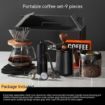 "Pour-Over Coffee Suit Gift Box – A premium coffee brewing set with elegant design and bronzing surface technology. Available in multiple configurations, including 6, 7, 8, and 9-piece sets with luxury packaging. Perfect for coffee lovers, professionals, and gift-giving on any occasion."