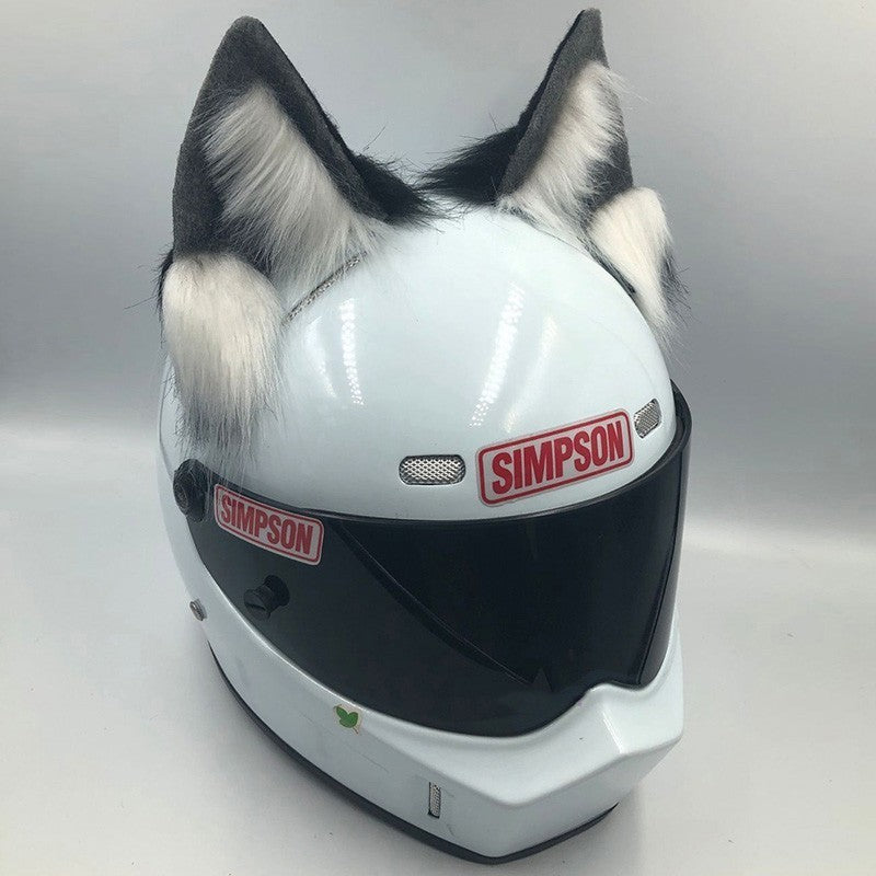Fun helmet accessory set made of durable ABS material, featuring various animal designs with ears and tails (e.g., fox, wolf, cat, husky, demon bat). Fits helmets with a head circumference of 62cm and above. Helmet not included.