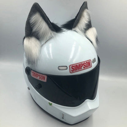 Fun helmet accessory set made of durable ABS material, featuring various animal designs with ears and tails (e.g., fox, wolf, cat, husky, demon bat). Fits helmets with a head circumference of 62cm and above. Helmet not included.