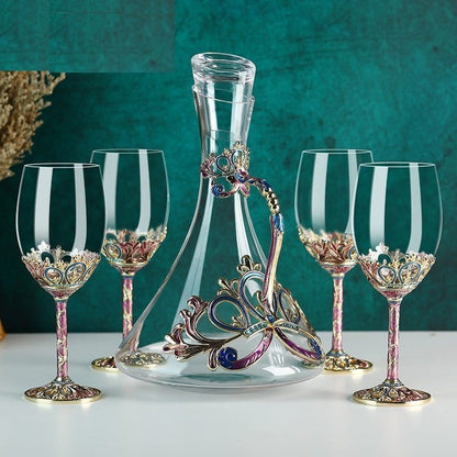Canzhuo wine glass decanter set featuring elegant European-style red wine glasses (301-400ml) in a gift box, available in various sets with options for custom logo printing.
