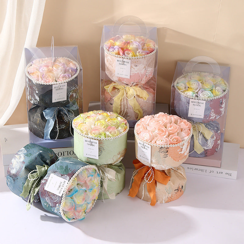 **Soap Flower Bouquet – A beautiful bouquet of long-lasting soap flowers in various colors, perfect for weddings, birthdays, and special occasions.**